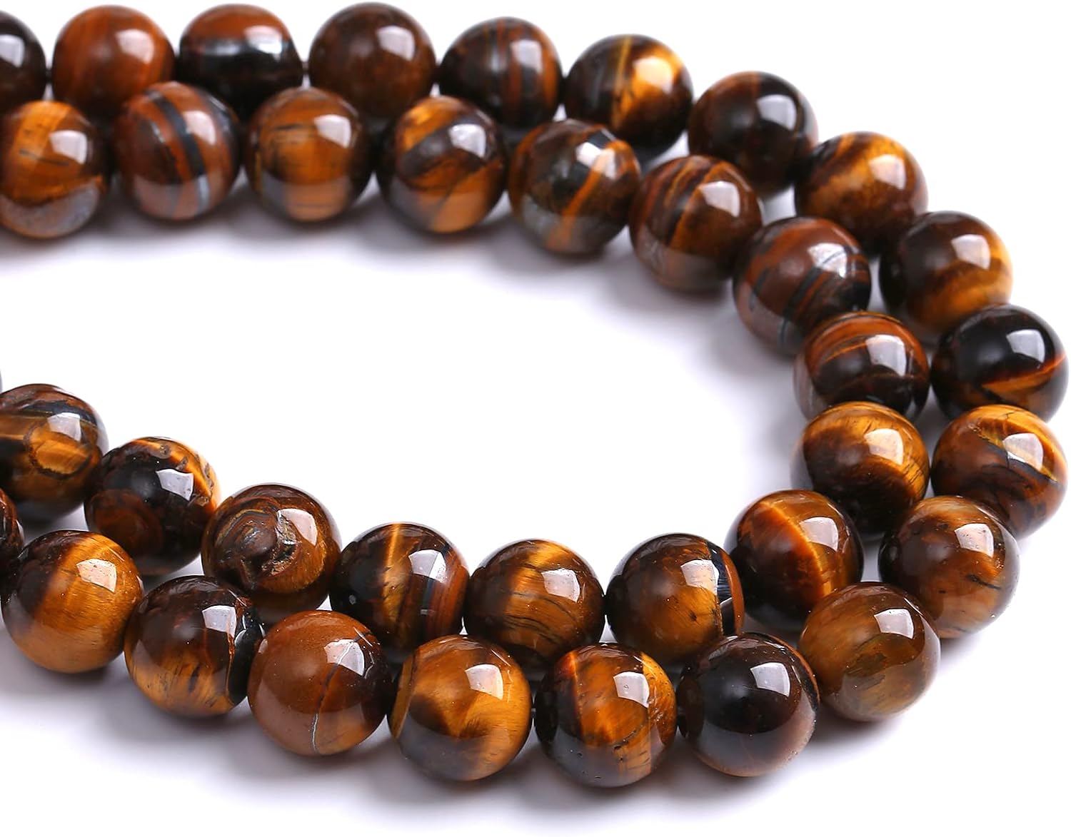 10MM 36PCS Natural Stone Yellow Tiger Eye Stone with Iron Mine Beads for Jewelry Making DIY Bracelet