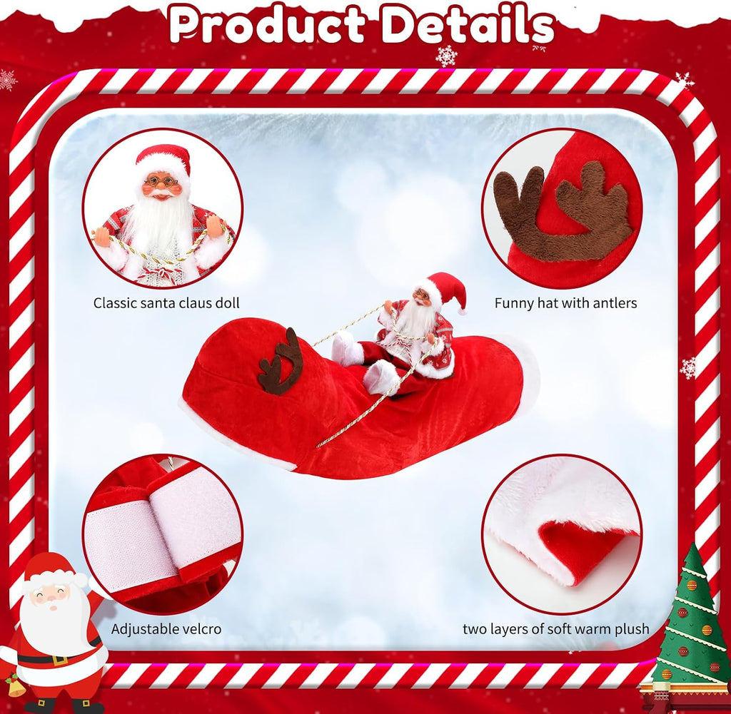 BWOGUE Santa Dog Costume, Dog Christmas Outfit, Santa Rider Costume, Large