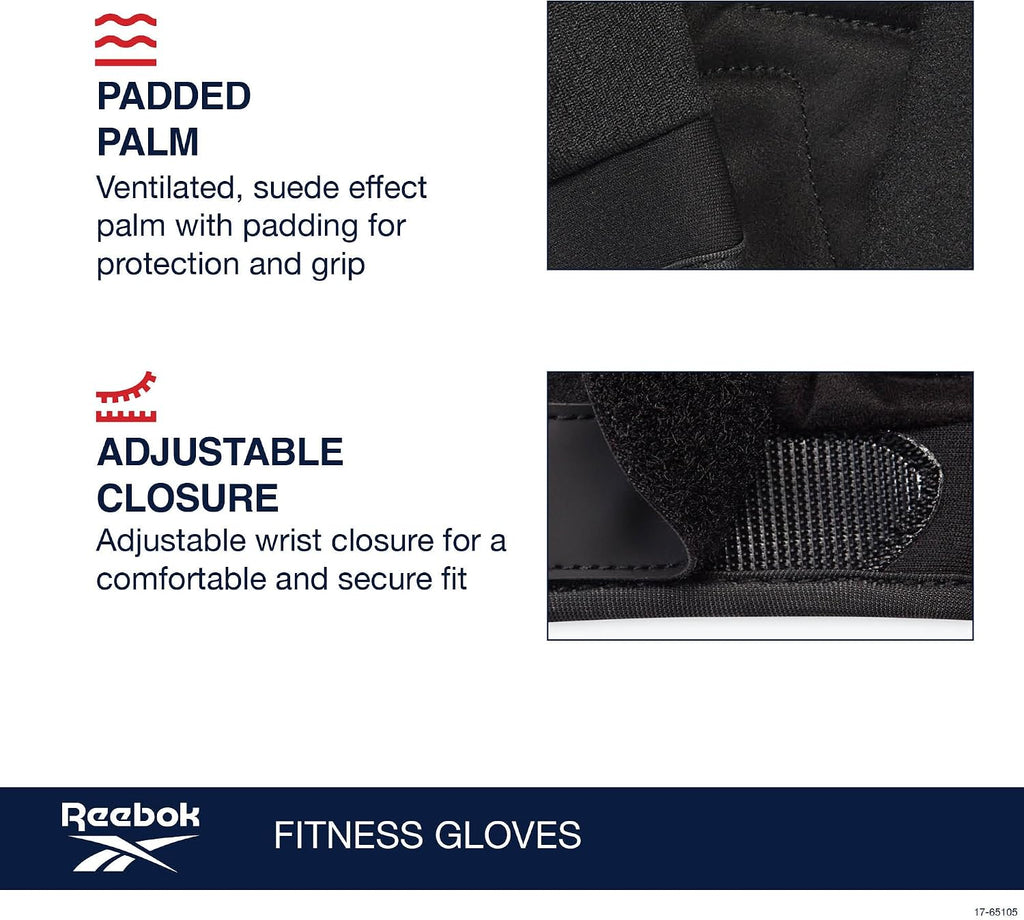 Reebok Classic Fingerless Gloves Lightweight Fitness & Weight Lifting Gloves for Training
