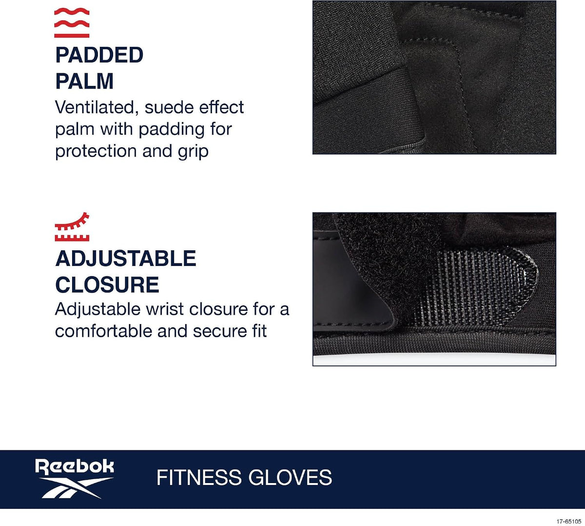 Reebok Classic Fingerless Gloves Lightweight Fitness & Weight Lifting Gloves for Training
