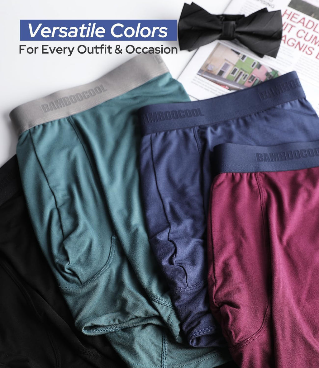 BAMBOO COOL Men's Boxer Briefs Ultra Breathable Underwear Multipack