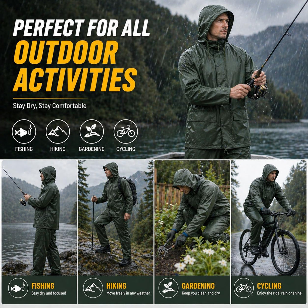 Rain Suit For Men & Women Waterproof Heavy Duty Rain Gear Reflective Jacket for Fishing Outdoor Work Raincoats