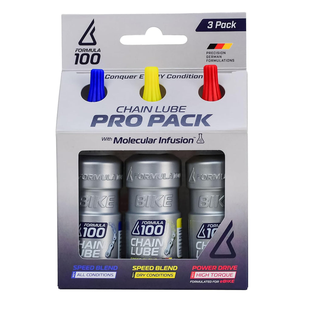 Chain Lube Pro Pack with All Conditions, Dry Conditions, & eBike Lubricant – Collection of Lubricant for Bicycles & Electric Bikes – Protects Against Wear & Corrosion – Three 50ml Bottles
