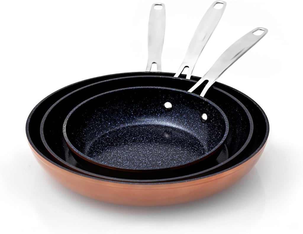 Nuwave 3-Piece Fry Pan Set, 8”, 10”, 12” Forged Lightweight