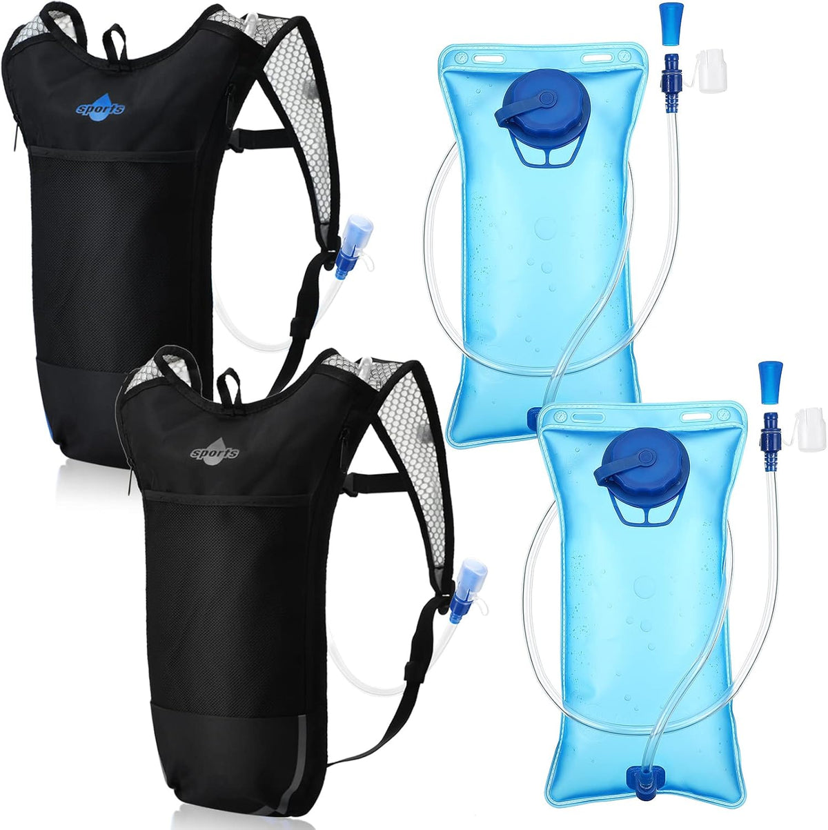 Reginary 2 Pack Hydration Backpack with 2L Water Bladder, Blue, White