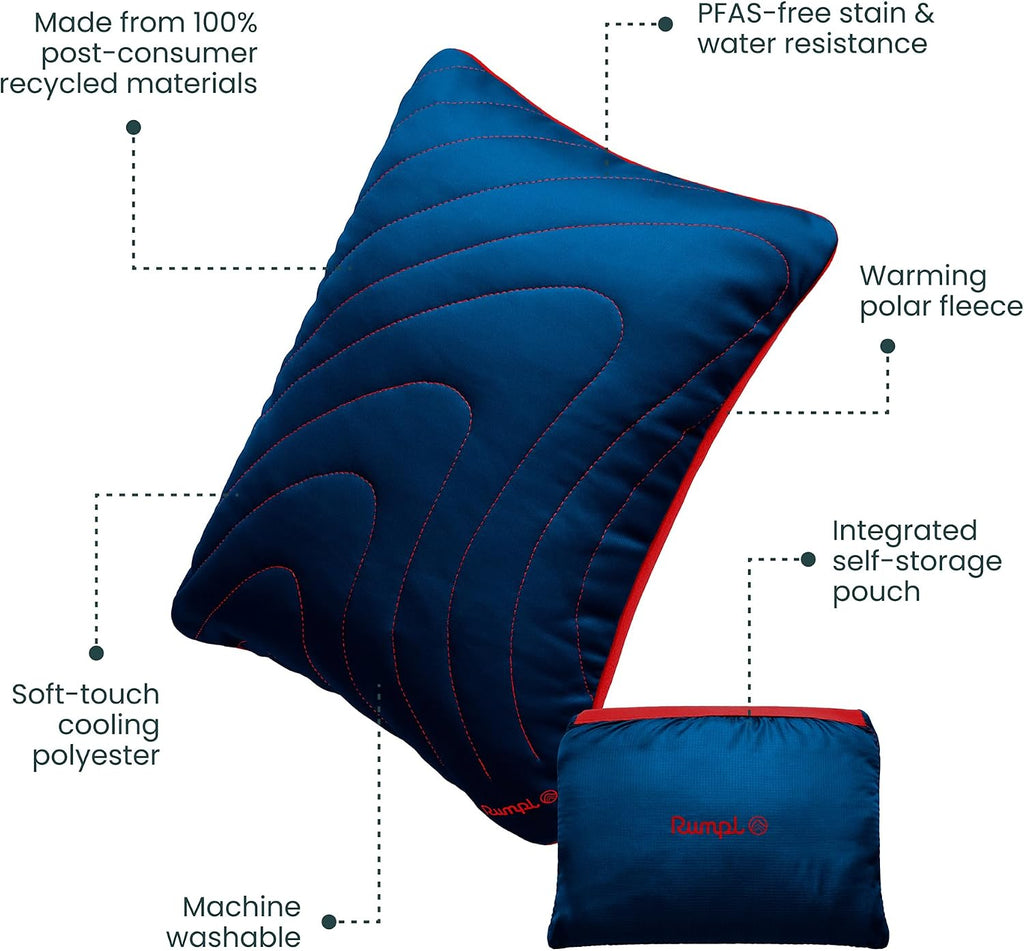 Rumpl Stuffable Fleece Pillowcase for Travel and Camping, Deepwater