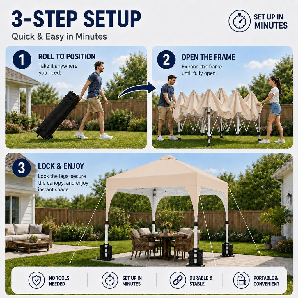 Yaheetech 10x10 Pop Up Canopy Tent for Outdoor Events, Beige