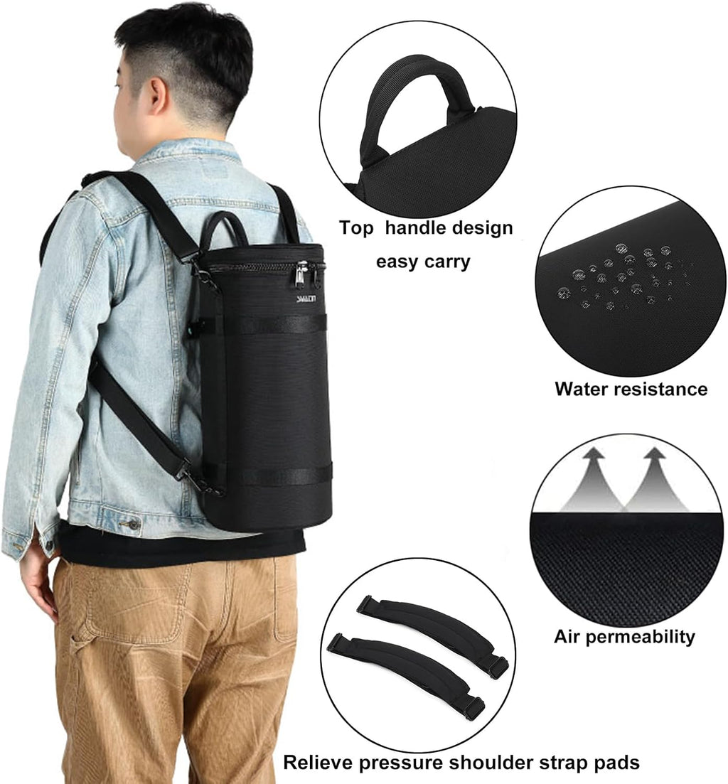 Large Camera Lens Case Bag,Barrel Shaped Shockproof Protective Padded Long Telephoto Lens Backpack Pouch Fits for SONY A7 FE200-600mm F5,6-6.3GOSS/Canon 70-200F2.8