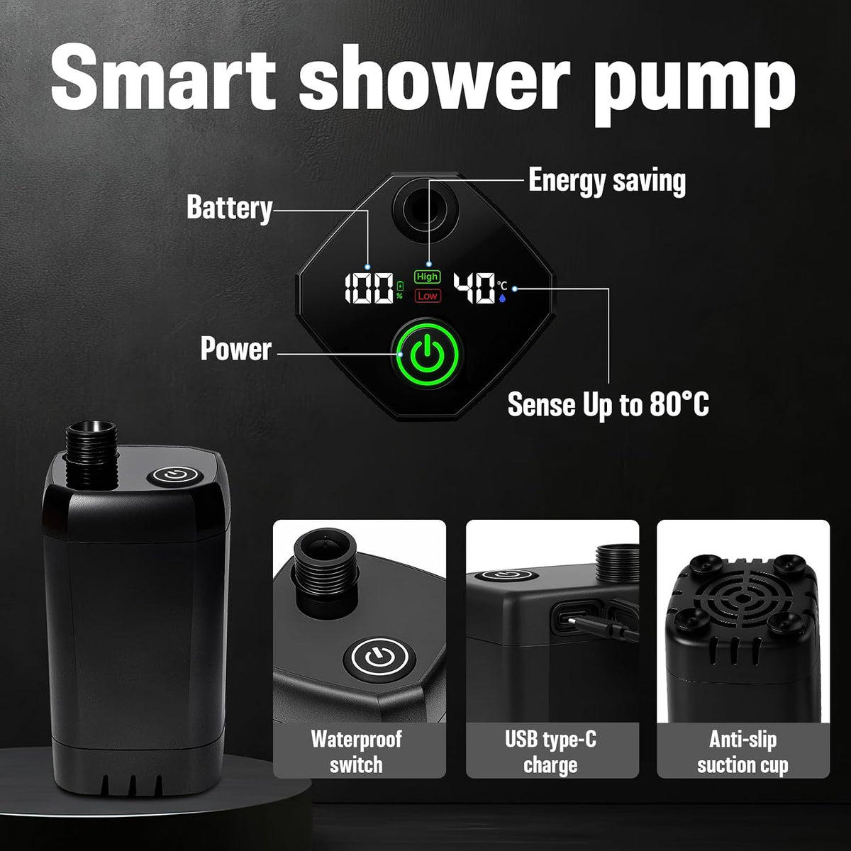 Portable Shower for Camping, 6000mAh Rechargeable Camp Shower Pump with Large Capacity Foldable Bucket, Filtered Shower Head, Outdoor Camping Shower Kit for Travel, Pet Bath, Car Washing