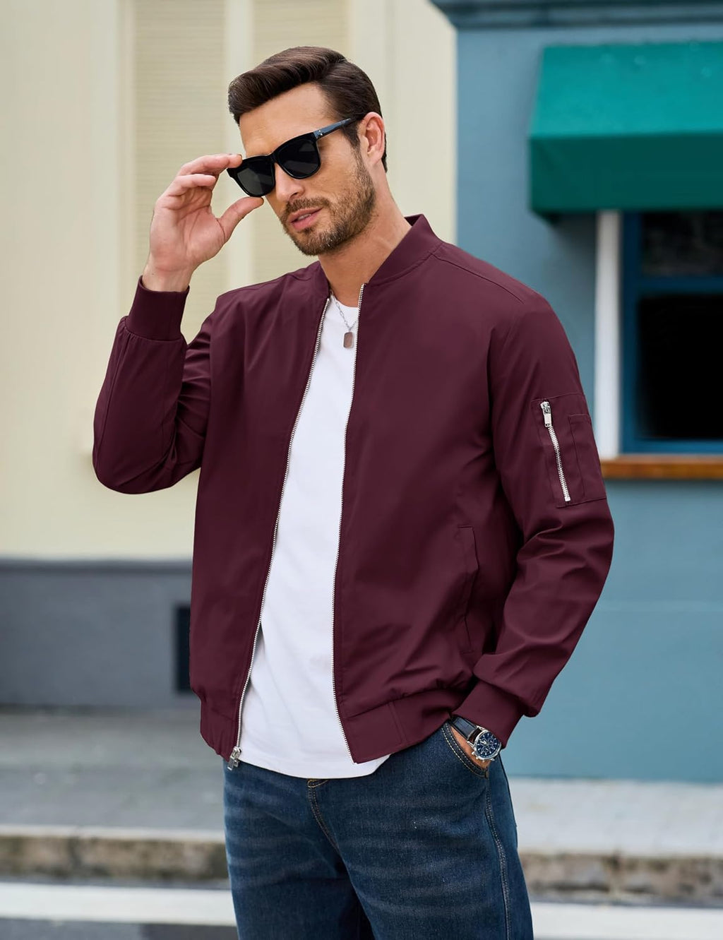 MAGCOMSEN Men's Bomber Jacket Lightweight Windbreaker Spring Fall Jacket