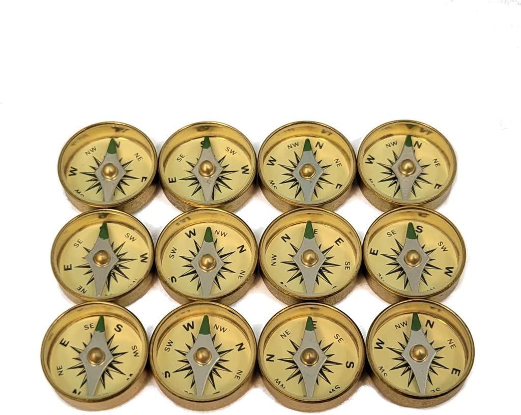 Survival Button Compass | Small, Inexpensive, Air-damped Brass Compasses | Great for Survival Kits, School Teaching Projects, Jewelry Making, Camping, and Hiking