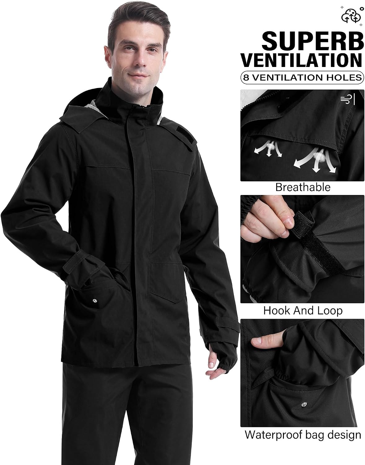 iCreek Rain Suit Waterproof Breathable Lightweight 2-Piece Rain Gear Unisex
