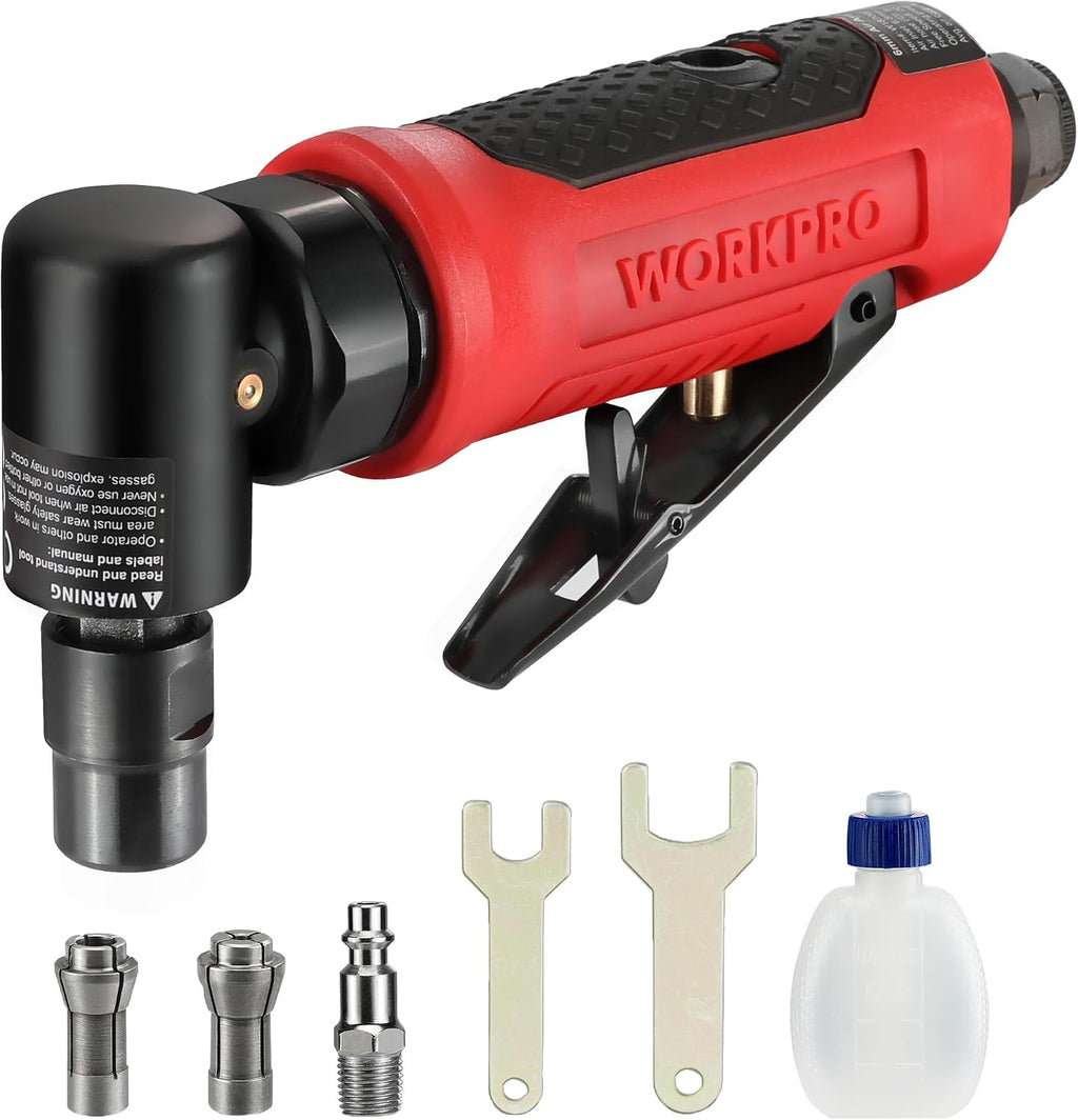 WORKPRO Air Angle Die Grinder, 20000 RPM, 1/4" & 1/8" Collets