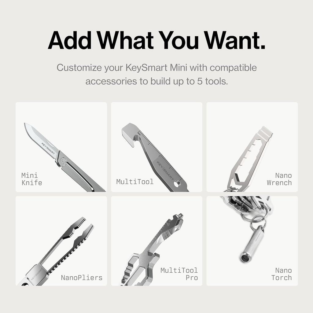 KeySmart Mini - Keychain Key Holder - Compact Key Organizer for Key Chain, Clutter-Free Minimalist Compact EDC Key Chains