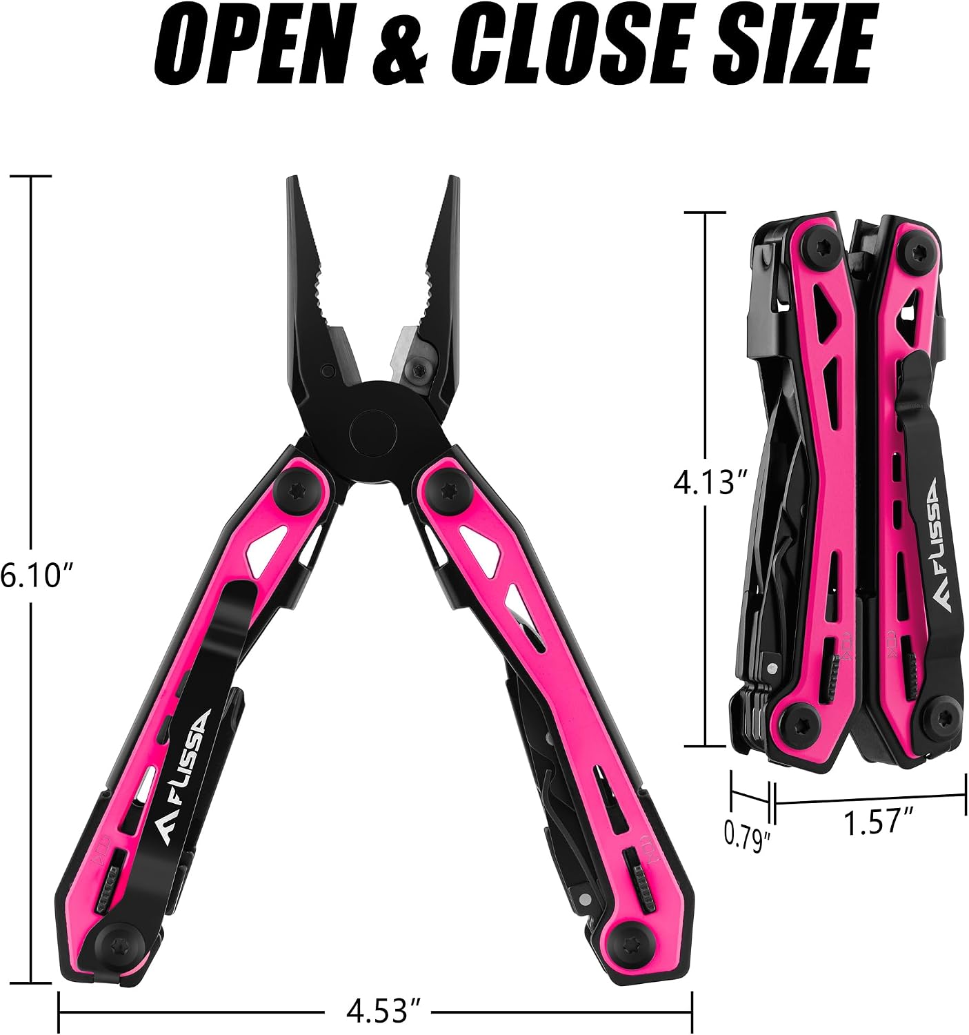FLISSA 16-In-1 Multi-Tool Pliers, EDC Multitool, Multipurpose Tool, Pink