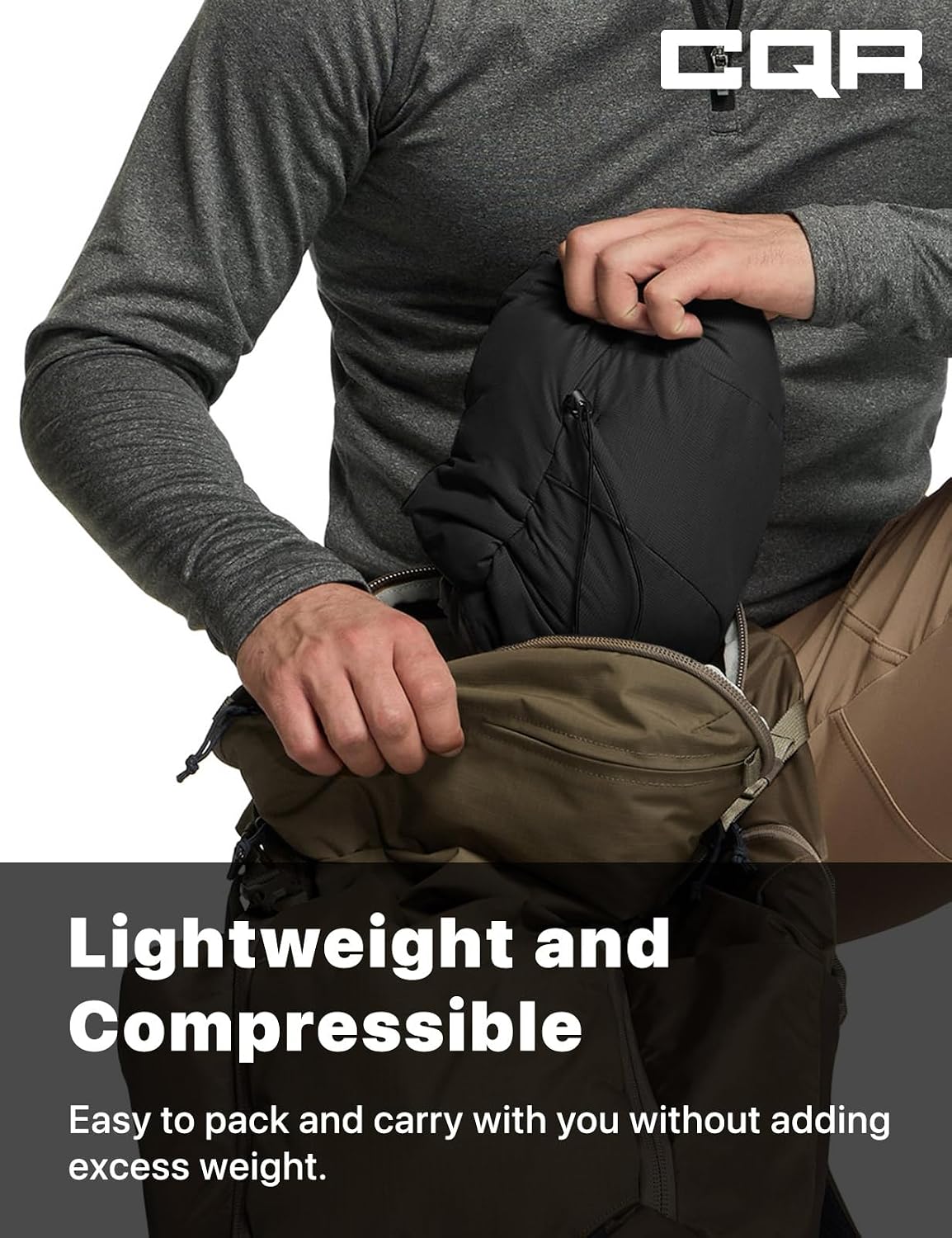 CQR Men's Lightweight Warm Insulated Jacket, Windproof Water Resistant Winter Active Coat for Hiking Work Outdoor Tactical