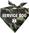 Service Dog Dog Bandana | 100% Cotton Adjustable Triangle |Service Dog | Working Animal | Assistance |Camo, One Size (307)
