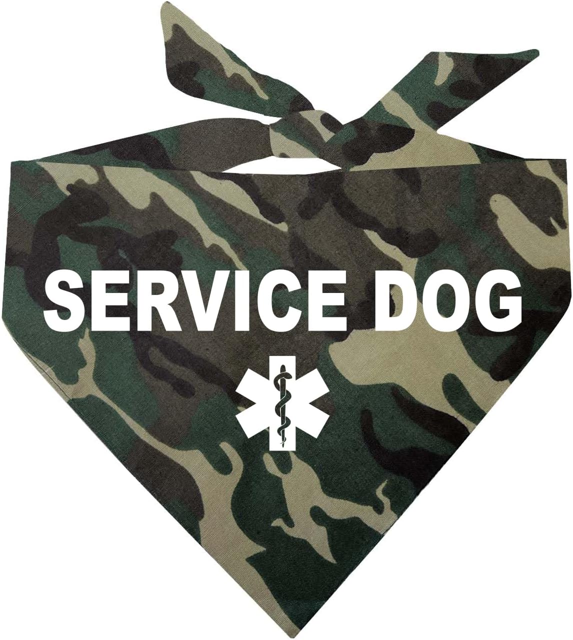 Service Dog Dog Bandana | 100% Cotton Adjustable Triangle |Service Dog | Working Animal | Assistance |Camo, One Size (307)
