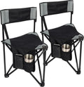 REDCAMP 2 Pack Tripod Camping Chairs Folding Lightweight, Portable 3 Legged Tripod Stool Seat with Backrest, Small Golf Chair Compact for Adults Fishing Hunting, Black