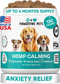 Hemp Calming Chews for Dogs - Dog Calming Chews for Anxiety Relief, Stress, Separation, Fireworks, Thunder, Travel, Vet Visits - USA Product - 120 Soft Treats with Melatonin, Chamomile, Passion Flower
