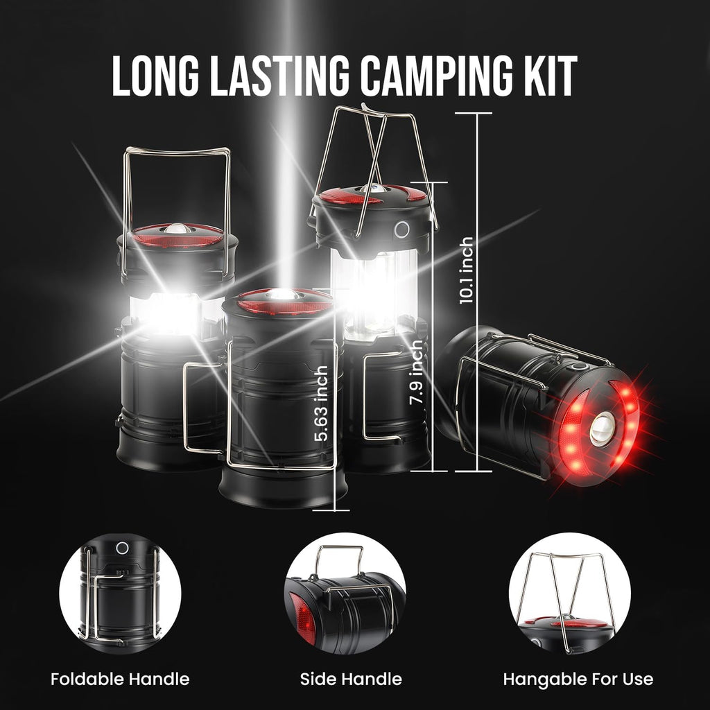 Lichamp 2 Pack Camping Lanterns Rechargeable and Battery Powered, E2BK