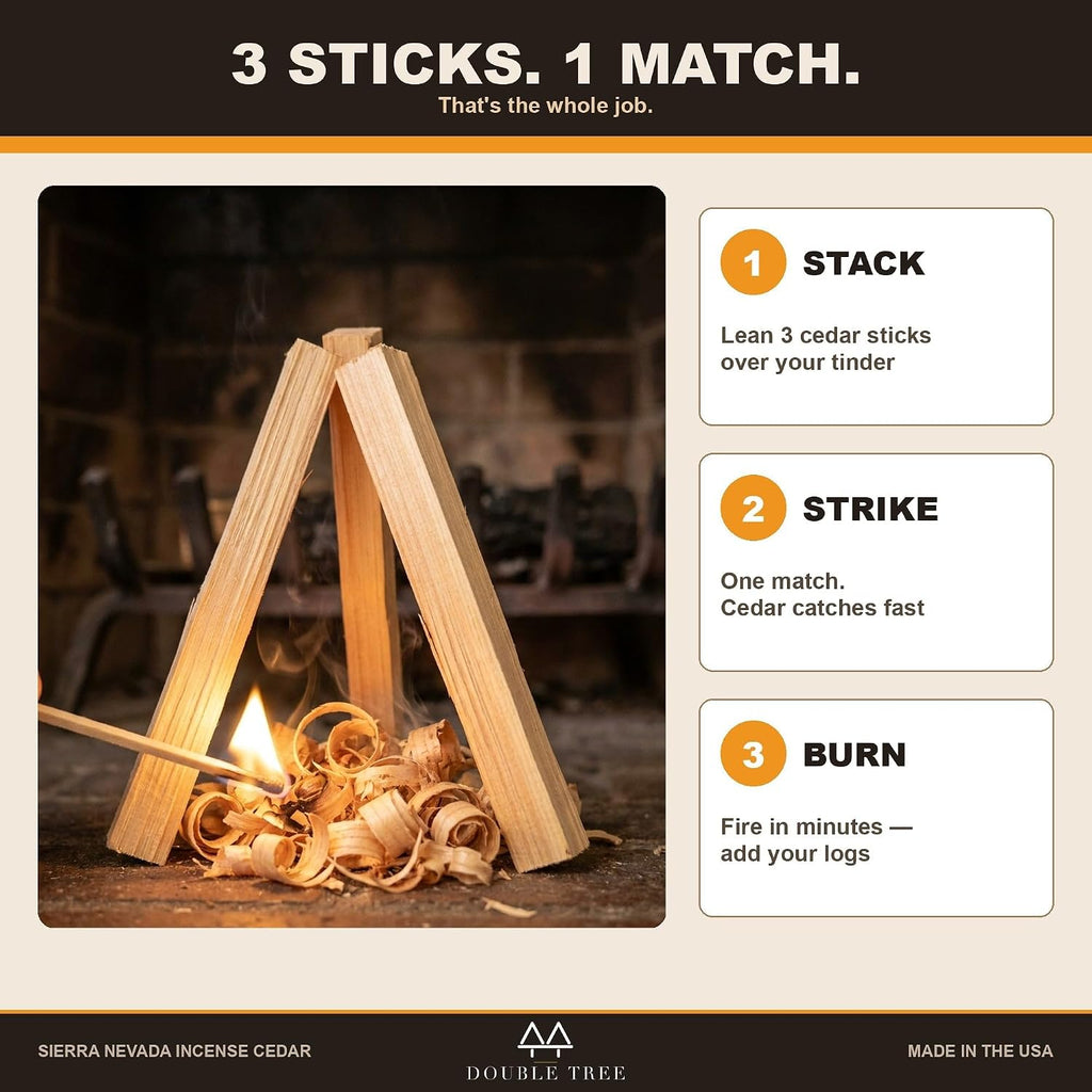 Double Tree Fire Starter Kindling, 100% Natural Cedar, 3 Cu Ft