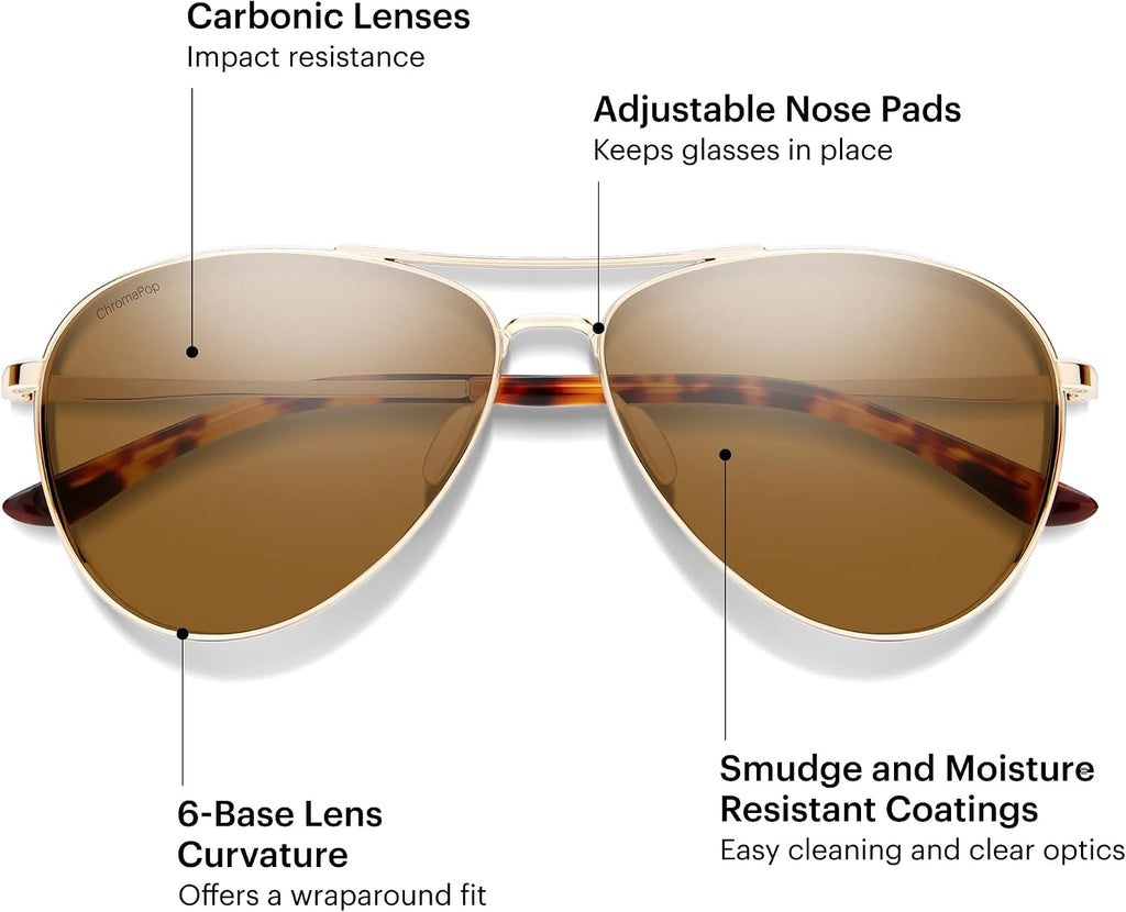 SMITH Langley 2 Aviator Sunglasses – Medium Fit