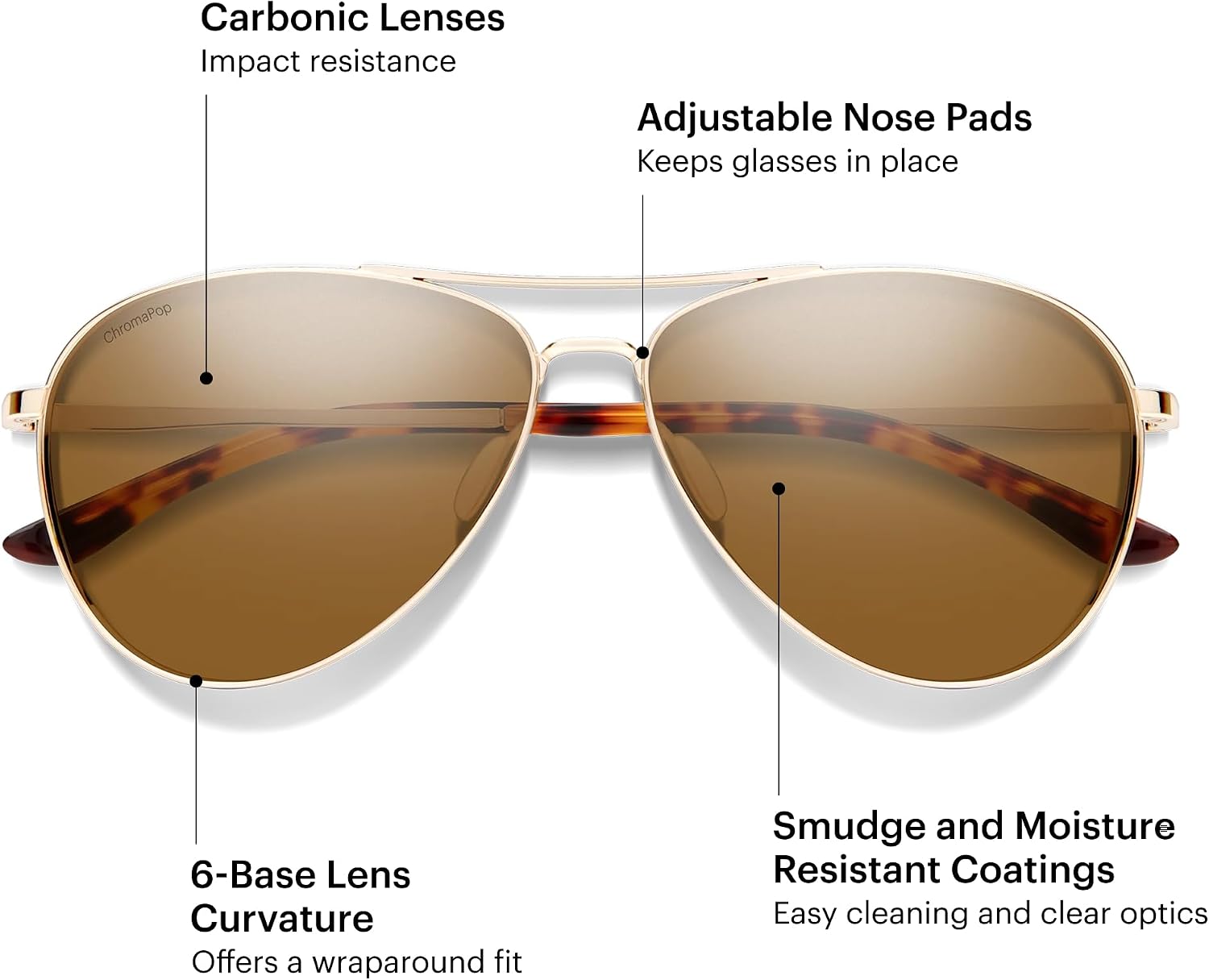 SMITH Langley 2 Aviator Sunglasses – Medium Fit