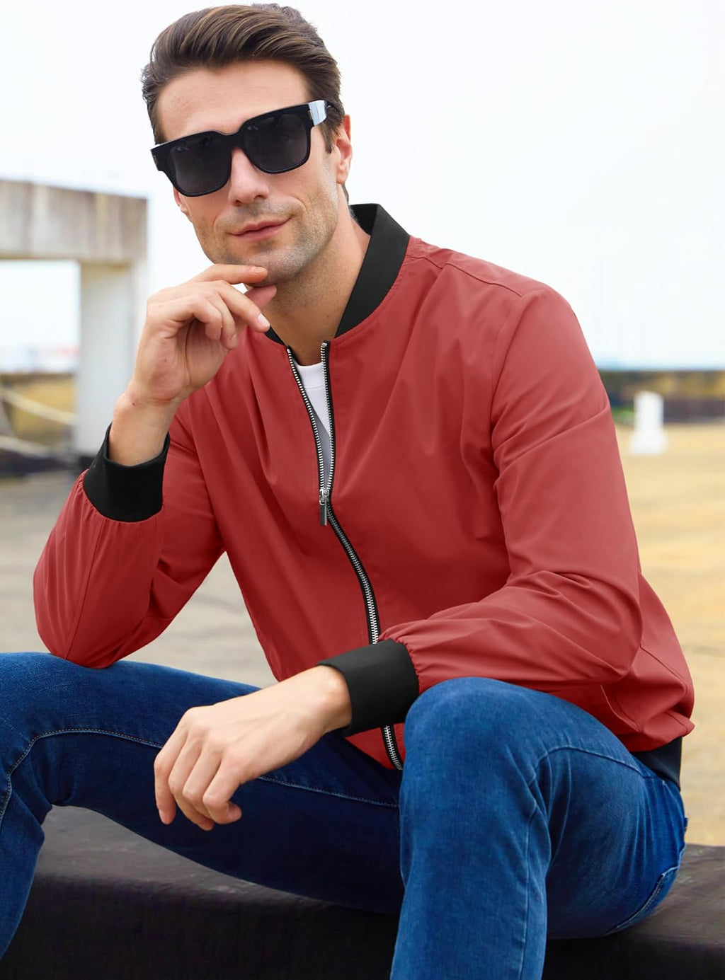 MAGCOMSEN Men's Bomber Jacket Lightweight Full Zip Windbreaker Jackets