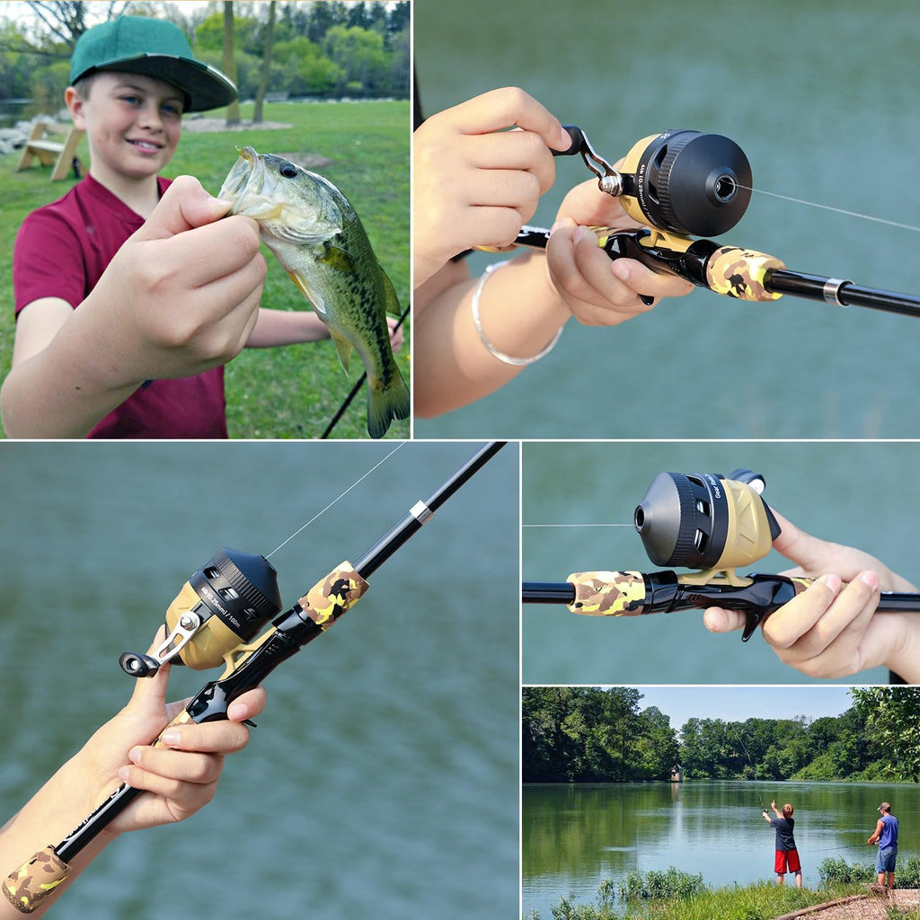 Sougayilang Fishing Rod and Reel Combo,Light Weight Fishing Pole with Spincast Fishing Reel Tackle Bag Lures Good Starter Fishing Kit