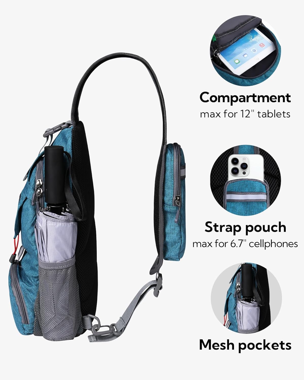 WATERFLY Packable Sling Backpack Lightweight Crossbody Bag Travel Daypack