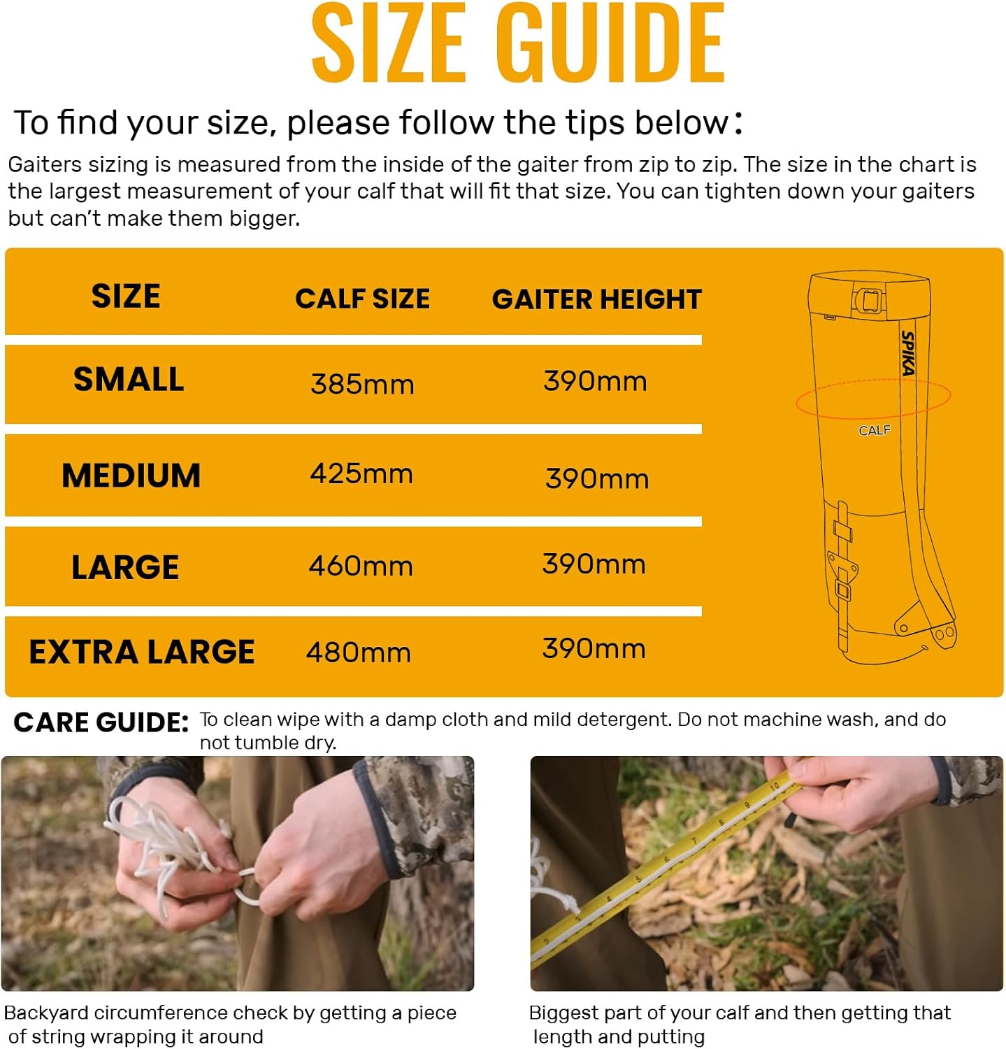 SPIKA Strike Snake Gaiters, Waterproof Hunting Gaiter for Men and Women, Adjustable and Snake Resistent Leg Protective for Outdoors Hiking
