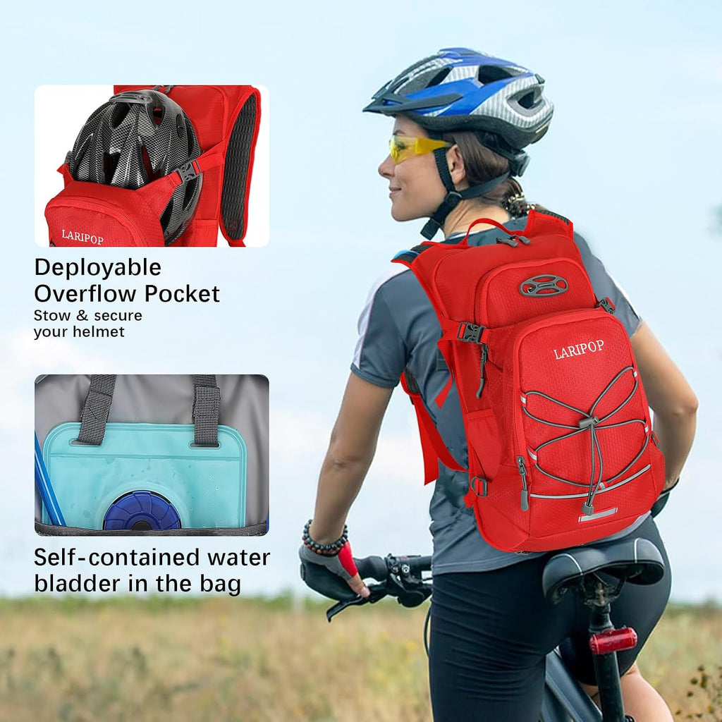 LARIPOP 18L Hydration Backpack with 2L Leak-Proof Water Bladder for Hiking Cycling Running Men Women