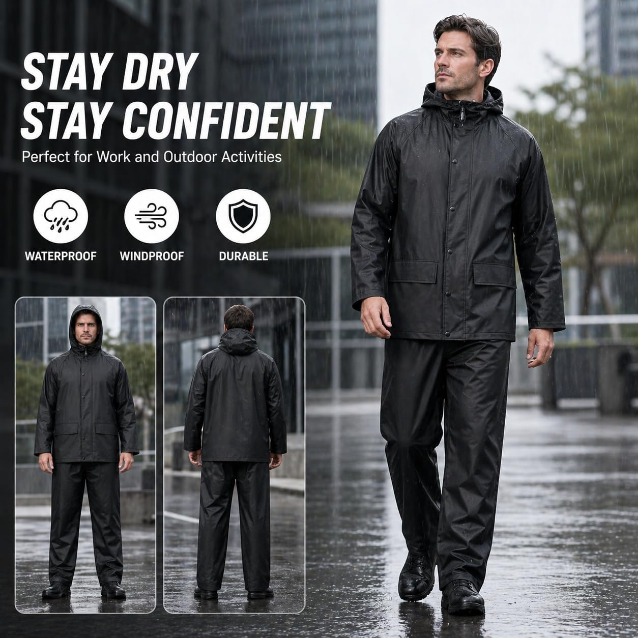 Rain Suit For Men & Women Waterproof Heavy Duty Rain Gear Reflective Jacket for Fishing Outdoor Work Raincoats