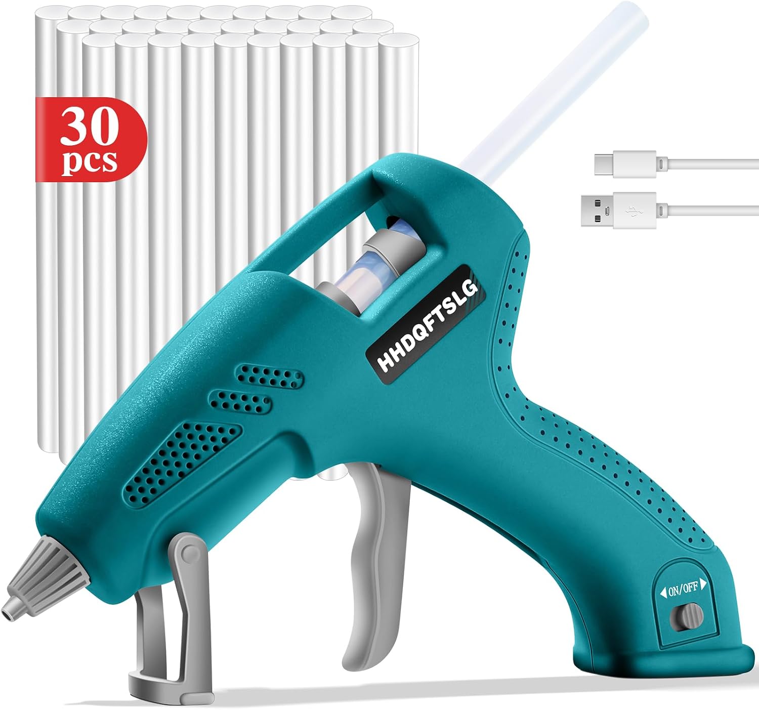 Cordless Hot Glue Gun Kit with 30 Sticks, Fast Heating 2.6Ah Rechargeable