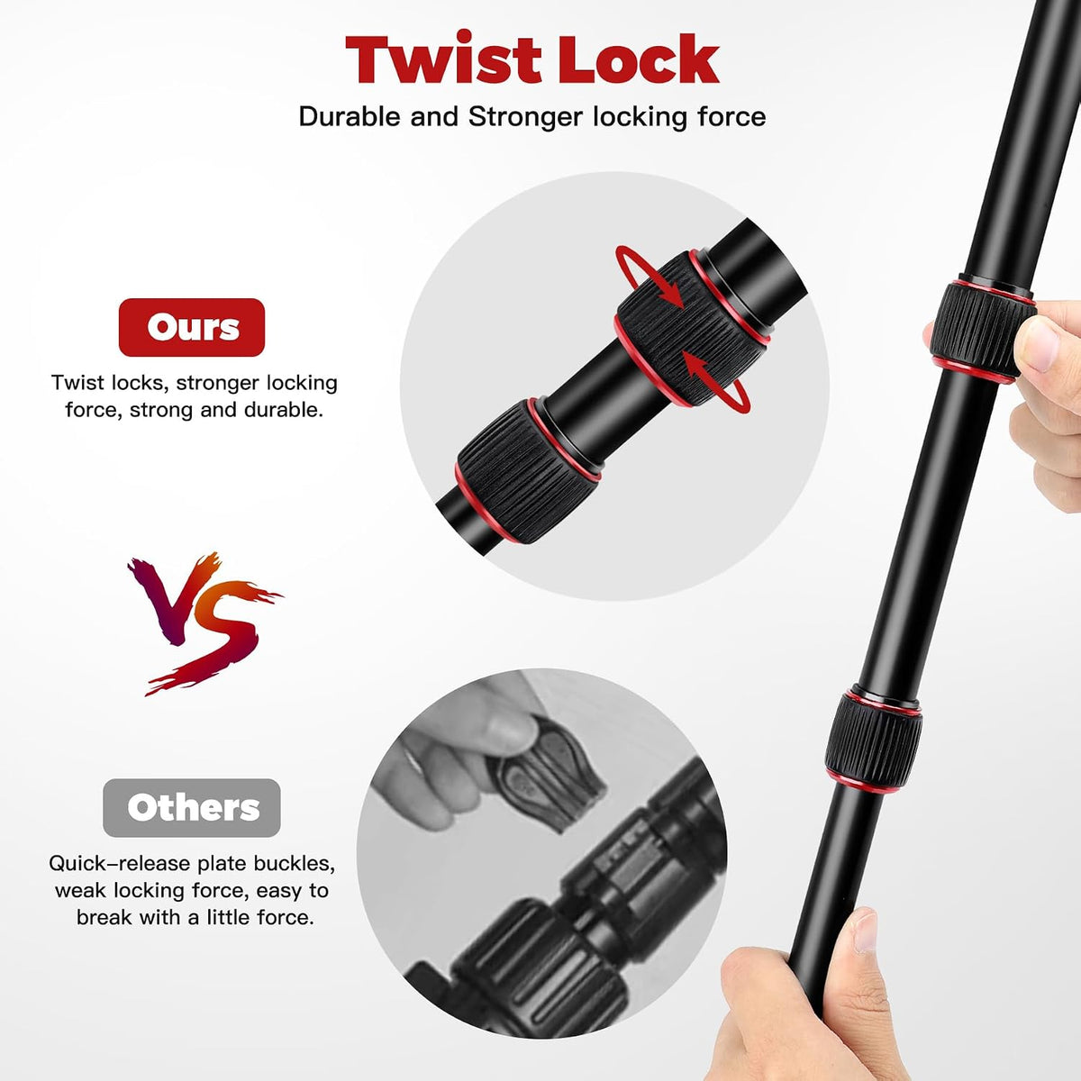 Victiv Camera Tripod, 80" Ball Head Tripod with Carry Bag & Phone Holder