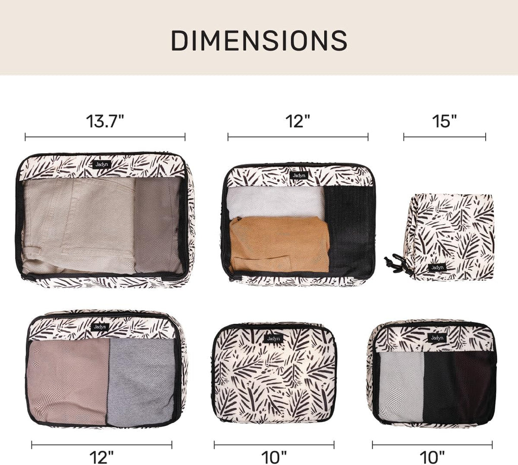 Jadyn Packing Cubes for Travel, 6-Piece Large Packing Cube Organizer Set for Suitcase, Duffel Bag, Luggage, Multiple Sizes Travel Essentials (Desert Foliage)