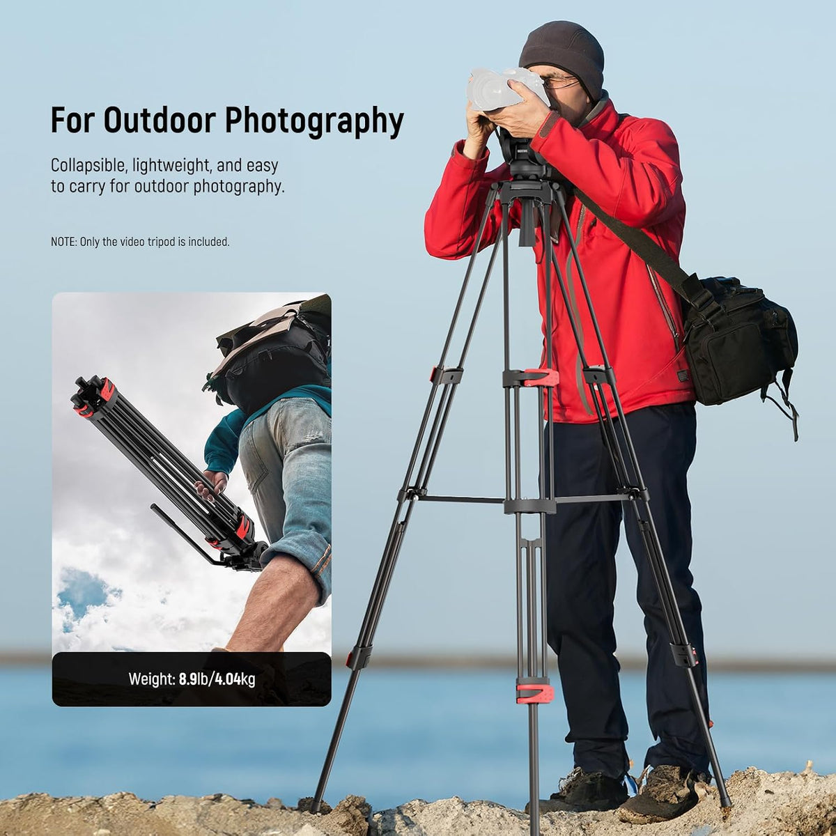 NEEWER Basics 74" Video Tripod with Fluid Head, Metal Camera Stand, TP37