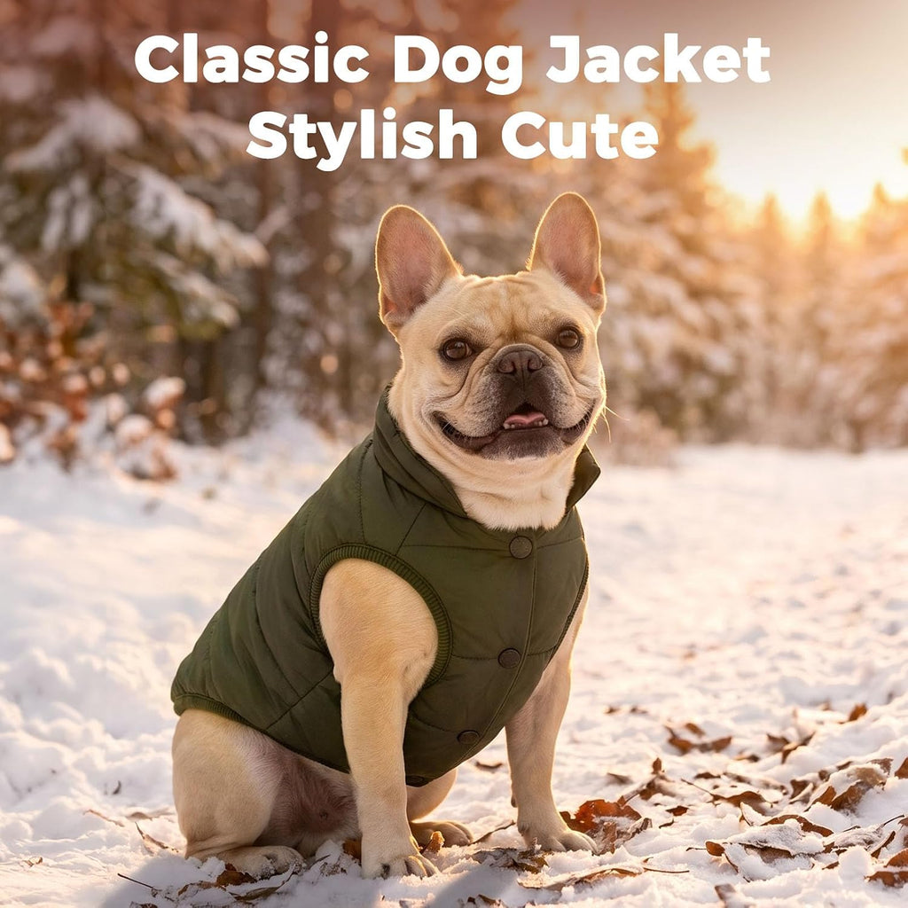 JoyDaog Fleece Lined Dog Jacket for Small Dogs,Winter Dog Coat,Green M