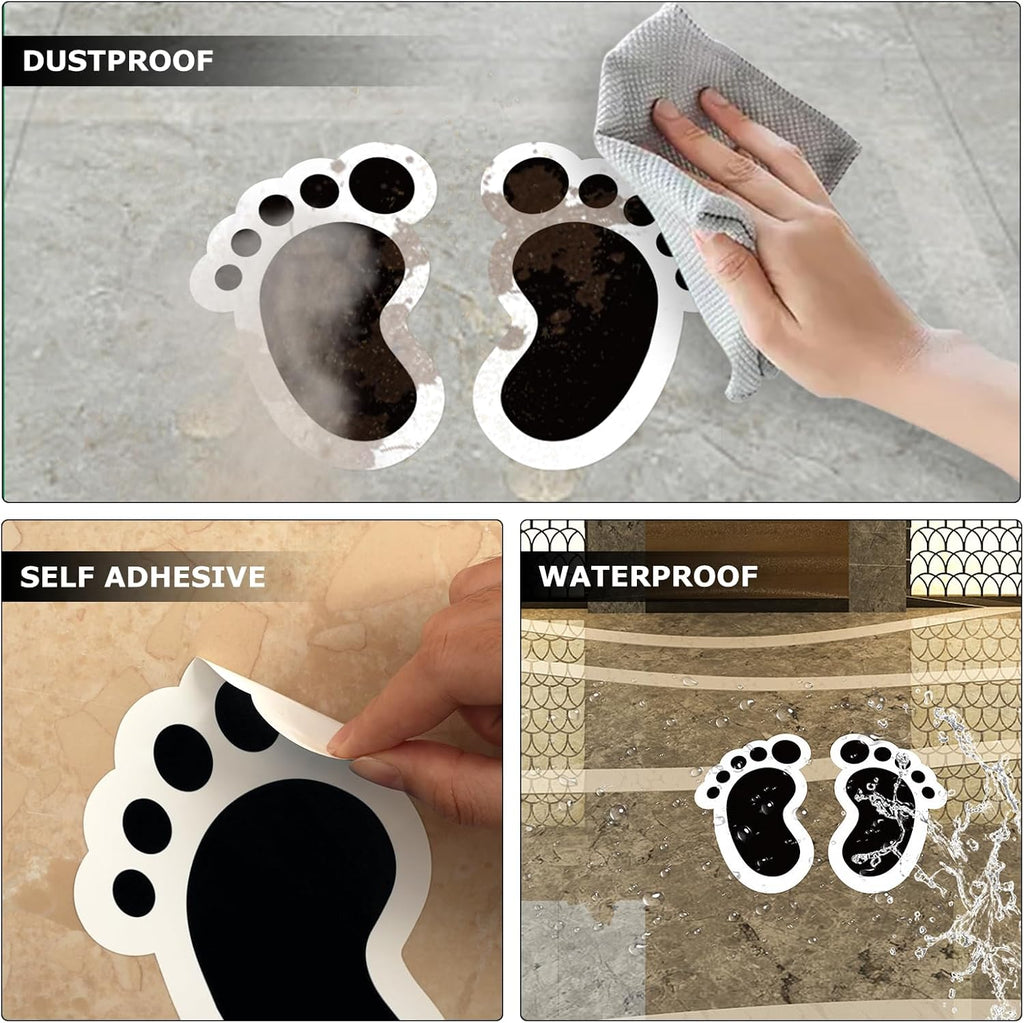 20 Pairs Black Footprint Stickers 4×6 in Classroom Floor Line Up