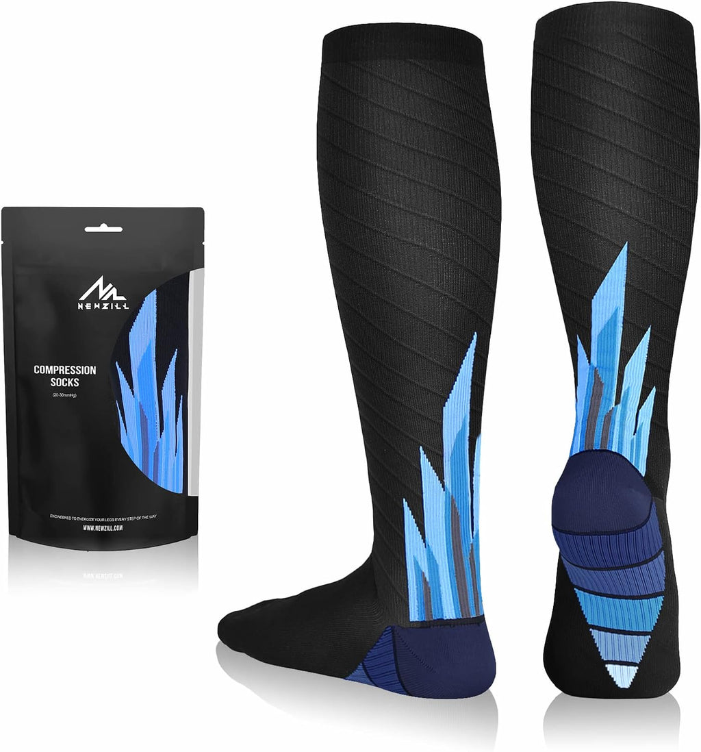 NEWZILL Medical Compression Socks for Women & Men, 20-30 mmHg Knee-High Support for Circulation, All-Day Comfort for Work Travel Running Cycling and Fitness