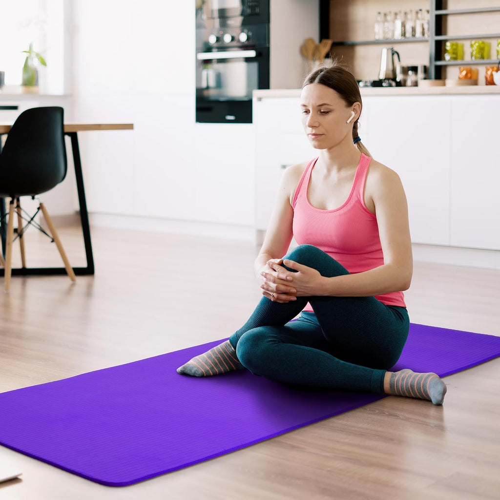 Fitvids 1/2-inch Thick High Density Exercise Yoga Mat with Carrying Strap