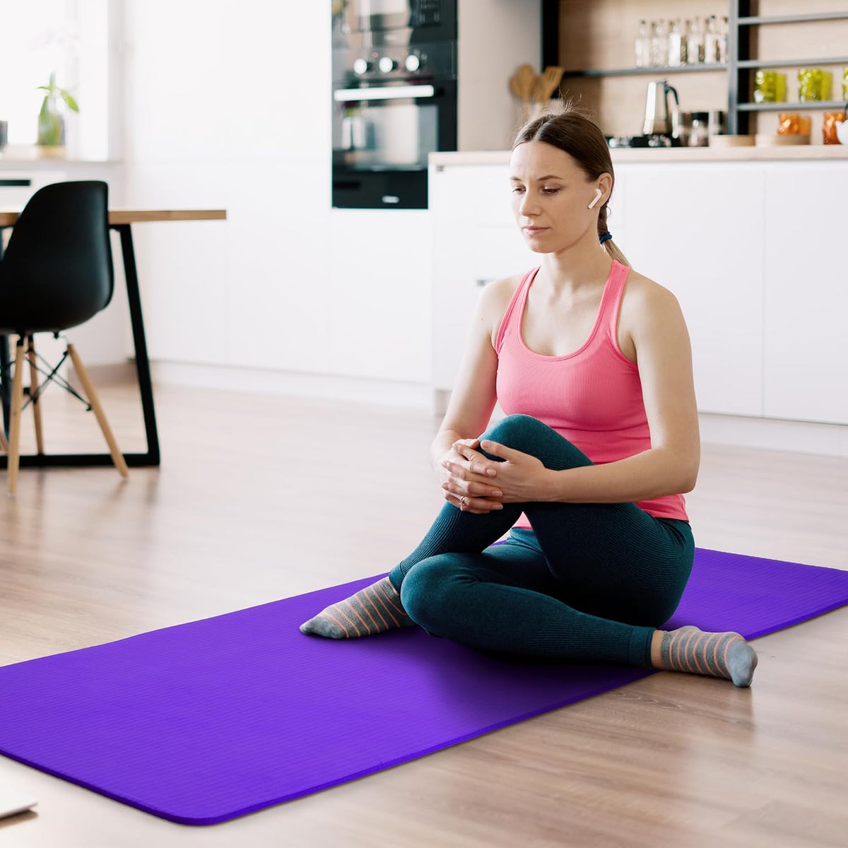 Fitvids 1/2-inch Thick High Density Exercise Yoga Mat with Carrying Strap
