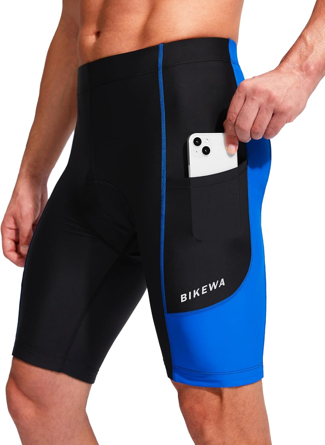 Bikewa Men's Bike Shorts 3D Padded Cycling Road Biking Mountain Riding Biker Bicycle UPF 50+ Cycle Shorts Zipper Pockets
