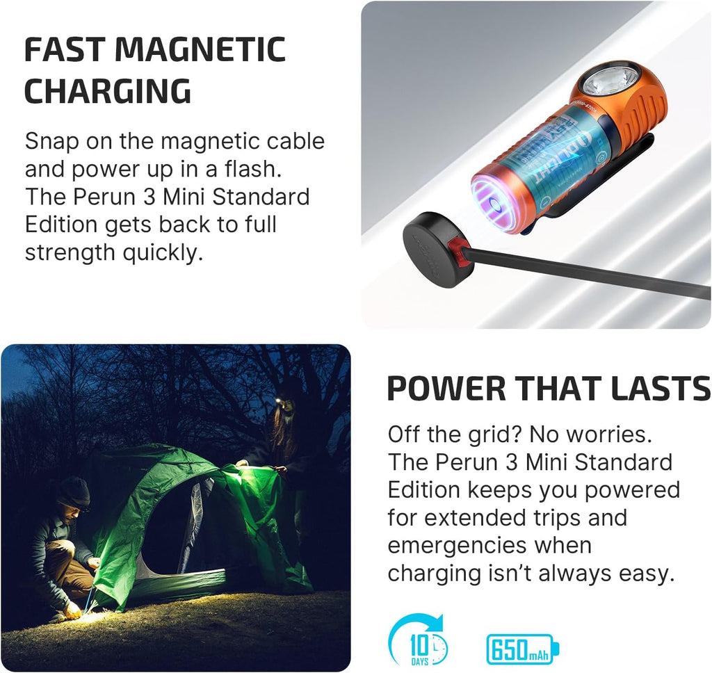 OLIGHT Perun 3 Mini Rechargeable Headlamp, Waterproof, 1250 Lumens, Orange