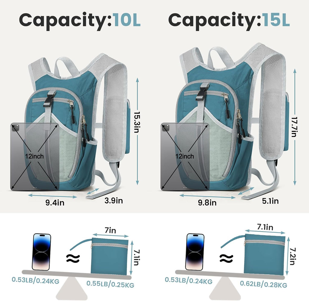 10L Small Hiking Backpack - Lightweight Foldable Backpack, Blue
