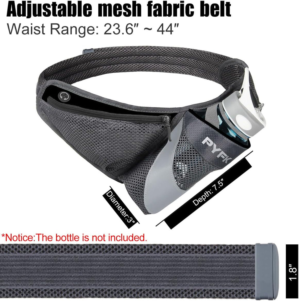 PYFK Running Belt Hydration Waist Pack with Water Bottle Holder for Men Women Waist Pouch Fanny Bag Reflective