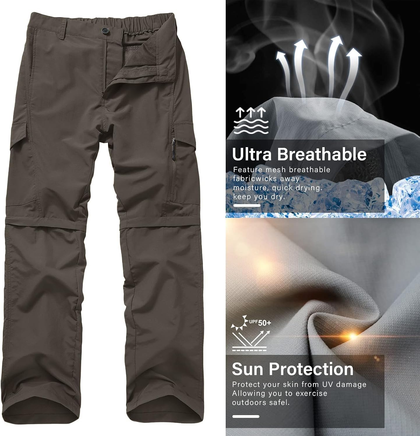 linlon Boy Scout Pants Hiking Mens Convertible Zip Off Safari Fishing