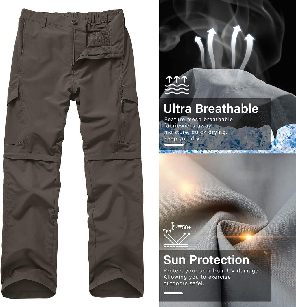linlon Boy Scout Pants Hiking Mens Convertible Zip Off Safari Fishing