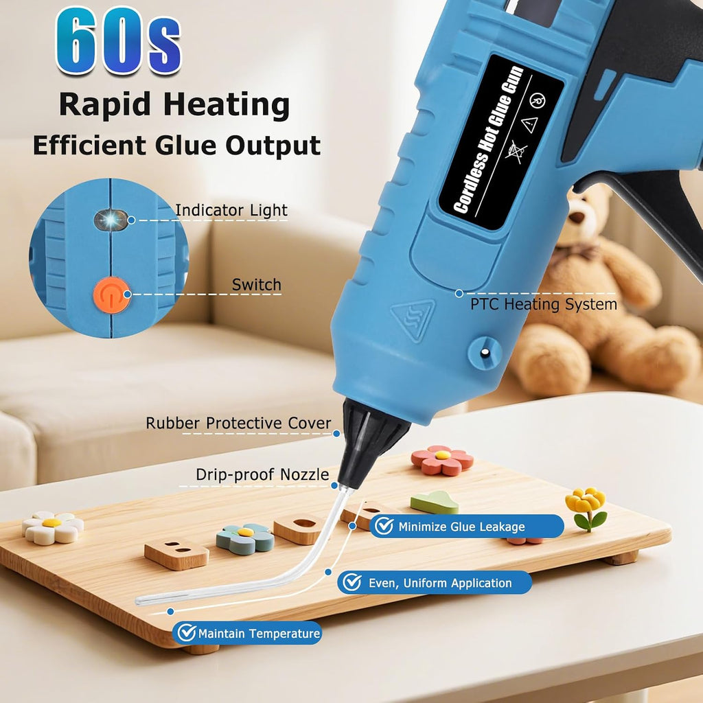 100W Cordless Glue Gun for Makita 18V Battery Users – 60s Heat-Up, Anti-Drip Nozzle, 15V Low Battery Protection, 20 Glue Sticks | DIY Crafts, Home Repair, Holiday Decor, Floral Arrangements